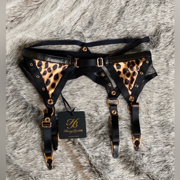 ***SOLD***!🖤🐆 Honey Birdette Betty Suspender 🐆🖤 Leopard Print Size XS BNWT - Picture 11 of 12